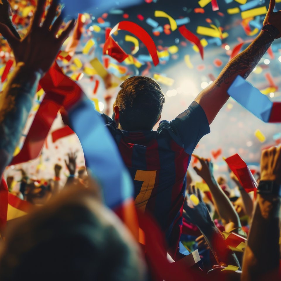 A crowd celebrating with confetti at an event